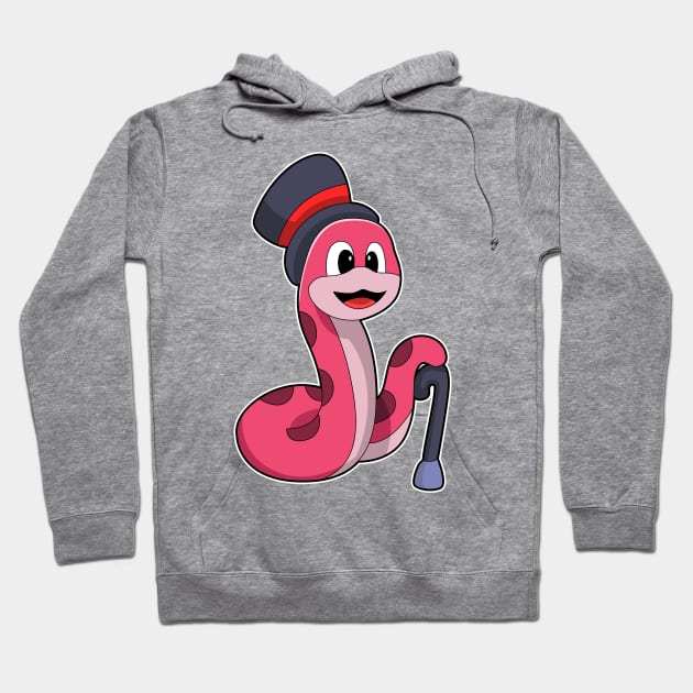 Snake as Gentleman with Hat & Walking stick Hoodie by Markus Schnabel